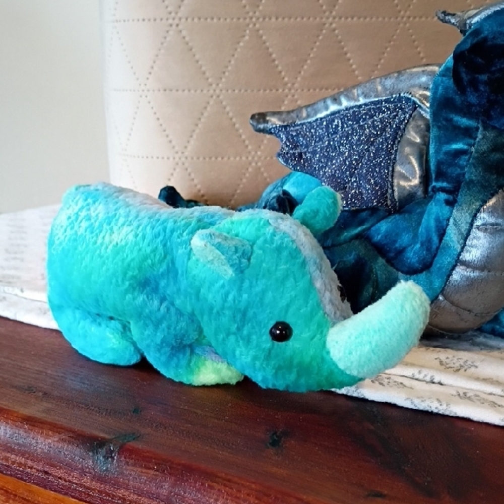 Blue and Green Stuffed Dinosaur Toy - Picture 2 of 11